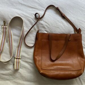 MADEWELL Brown Leather Tote Bag w/ extra strap